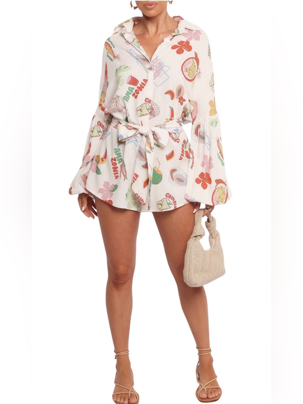 Petal & Pup Jilla Mixed Print Long Sleeve Romper